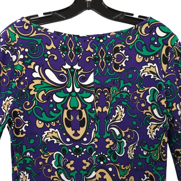 Laundry By Shelli Segal Paisley Mini Dress Womens Size 10 Bell Sleeve Stretchy - Picture 12 of 15